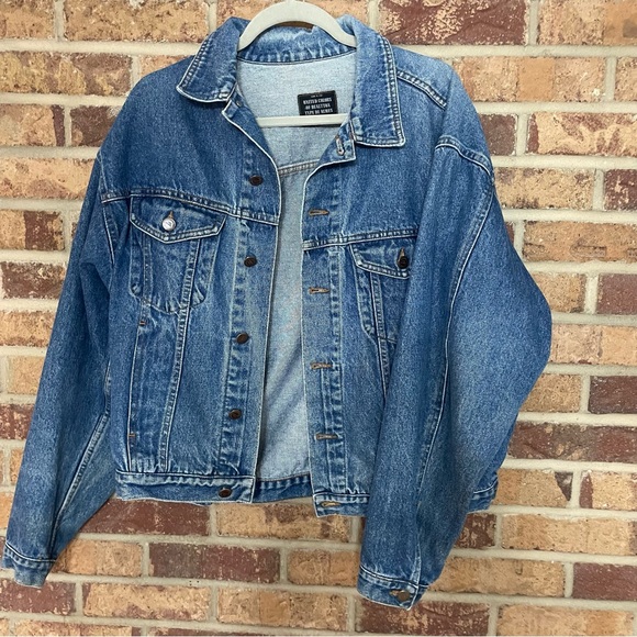 Vintage 1990s United Colors of Benetton Denim Jacket Blue Retro Y2K Men’s Sz 38 - Picture 5 of 6